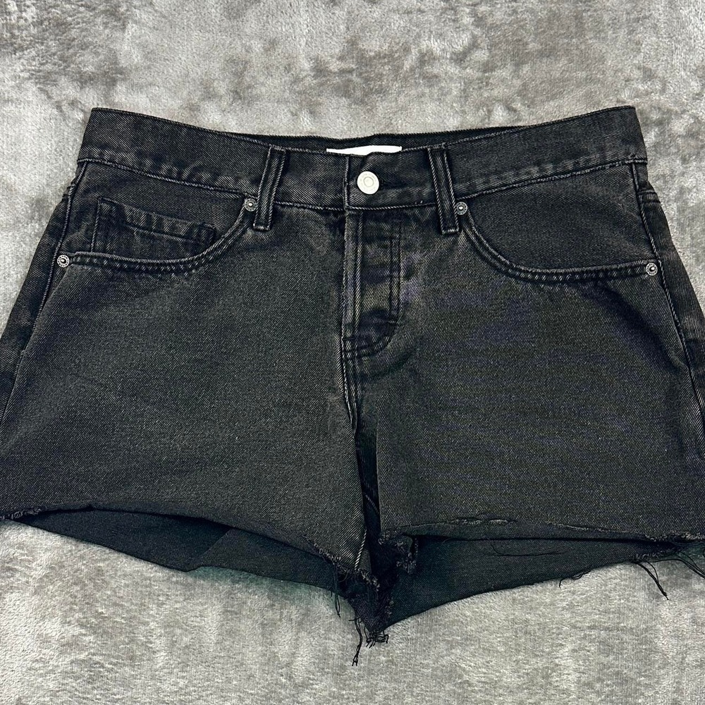 RSQ Black Denim Cutoff Shorts Size 27 Raw Hem Distressed Y2K Grunge Festival